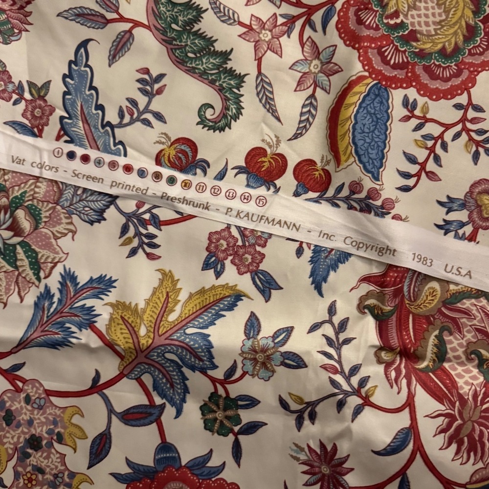 P Kaufmann Waverly Floral Cotton Fabric Lot 2 Yards Greenfield Village Vintage - Picture 4 of 9
